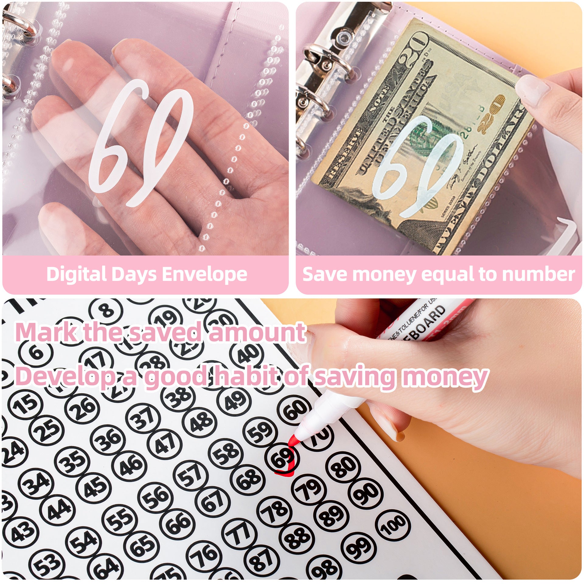 Wholesale PU 100 Day Couple Challenge Money Saving Book Loose Page Book